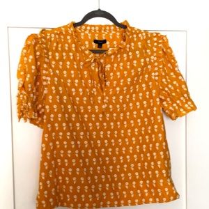 J Crew ruffle-sleeve cotton voile top